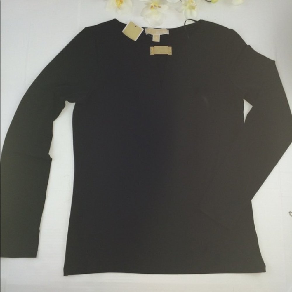 NEW! MICHAEL KORS Women's Top Black w/Gold Sz S